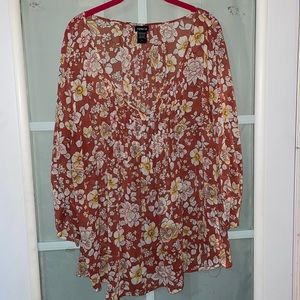 Torrid size 3 floral chiffon top 3/4 sleeve